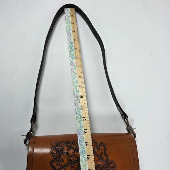 Western Hand Tooled Leather Purse Hippie Boho Embossed Shoulder Bag Western - Picture 15 of 16